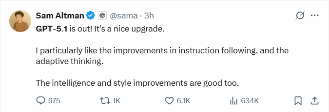 深夜重磅!GPT-5.1发布,奥特曼大谈情商,OpenA 深夜重磅!GPT-5.1发布,奥特曼大谈情商,OpenA