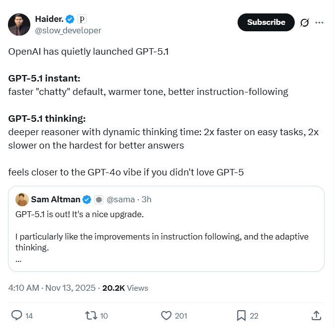 深夜重磅!GPT-5.1发布,奥特曼大谈情商,OpenA 深夜重磅!GPT-5.1发布,奥特曼大谈情商,OpenA