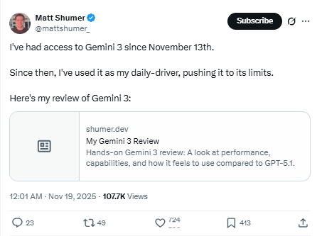 谷歌Gemini 3智能升级，生成式UI冲击AI竞争格局