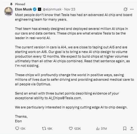 马斯克自建半导体帝国 抢占AI芯片未来