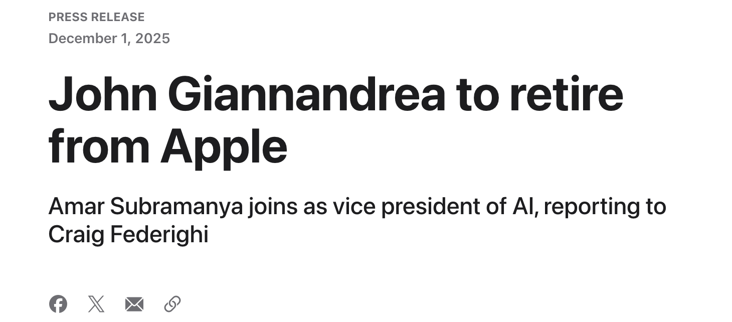 苹果AI战略调整引关注，苏布拉马尼亚上任能否逆转颓势