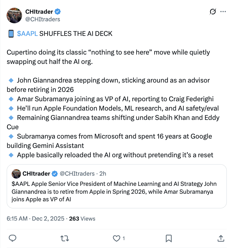 苹果AI战略调整引关注，苏布拉马尼亚上任能否逆转颓势