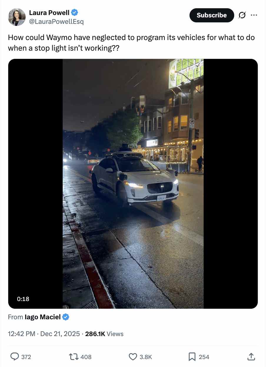 Waymo自动驾驶瘫痪引技术路线争议，特斯拉纯视觉未受影响