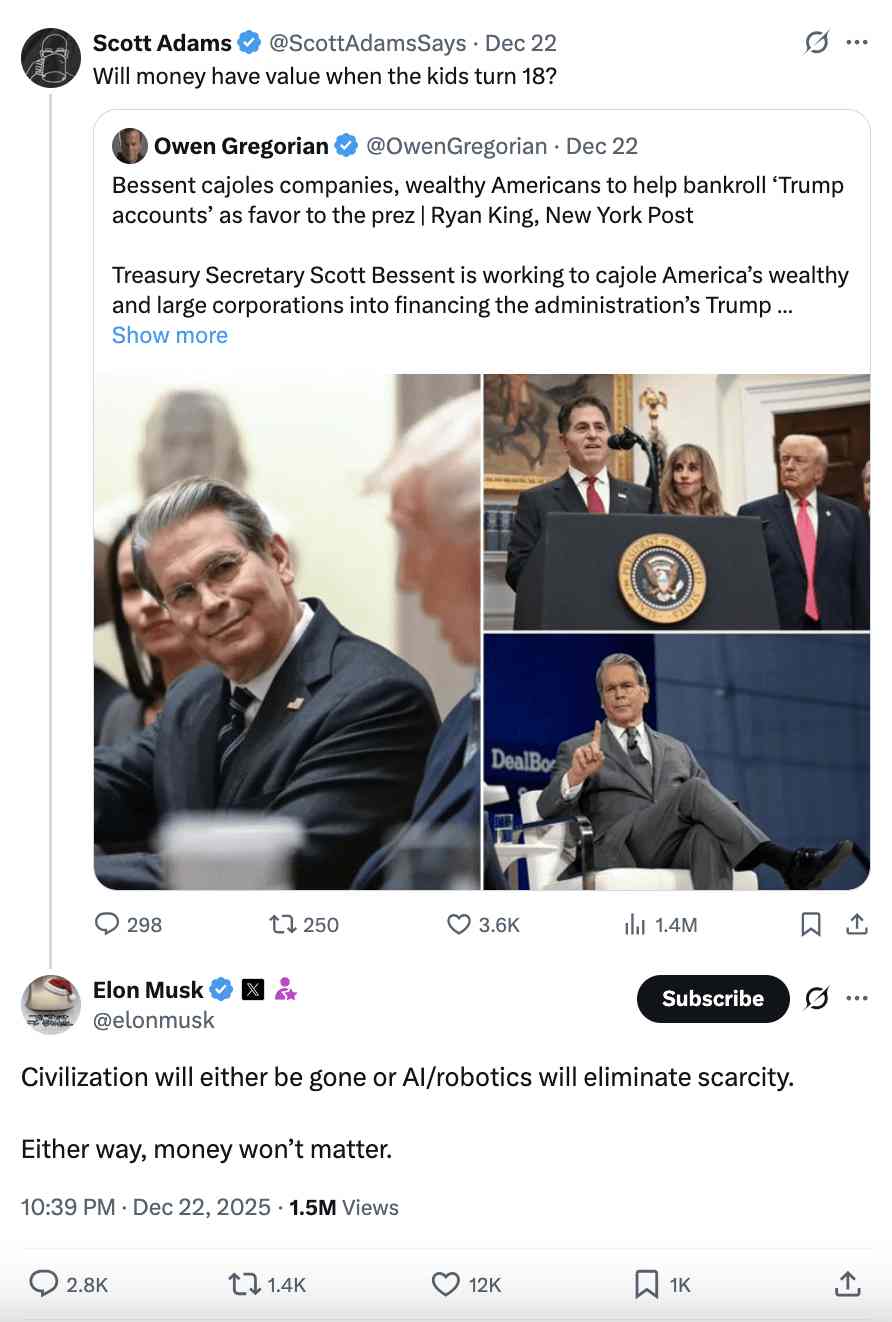 马斯克预言AI助力美国经济三位数增长