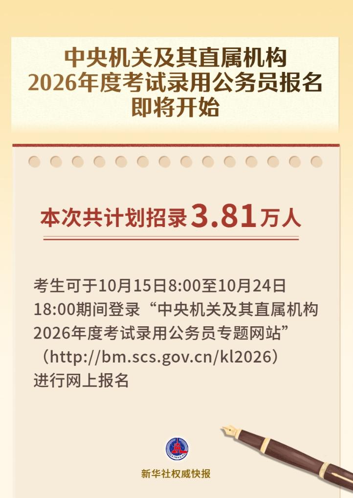 2026年国家公务员考试报名启动 计划招录3.81万人 2026年国家公务员考试报名启动 计划招录3.81万人